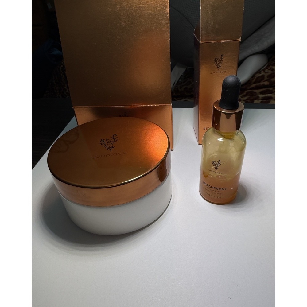 NIB Younique Beachfront Tanning Drops & Body Cream full size set. Made In USA